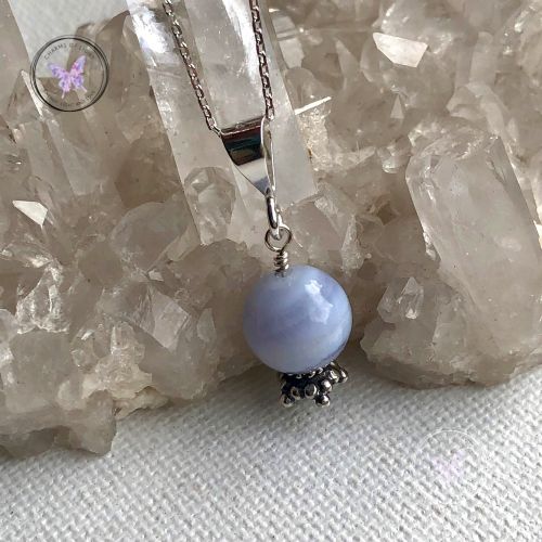 Blue Lace Agate Crystal Ball Pendant